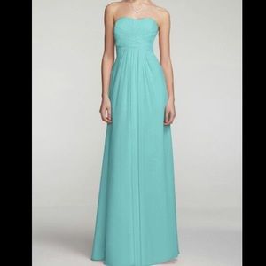Long Strapless Chiffon Dress in the Color Spa